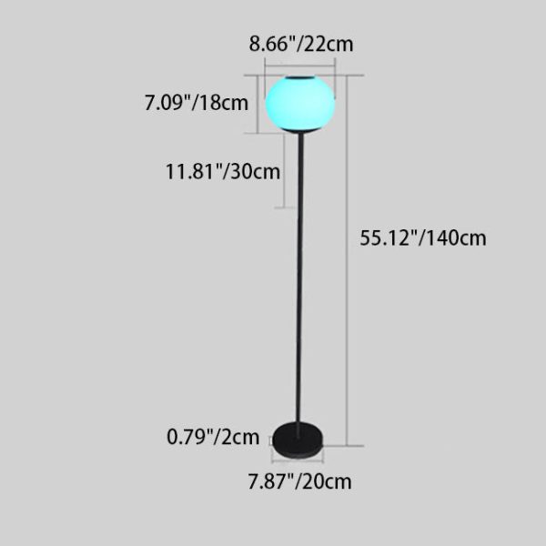 Solar Modern Minimalist Wrought Iron PE Oval LED Outdoor Standing Floor Lamp - Image 6