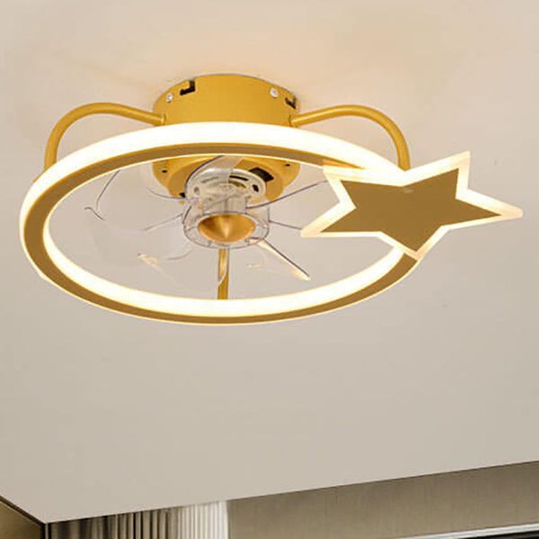 Childlike Star/Dolphin Design Quiet LED Flush Mount Fan Light - Image 3