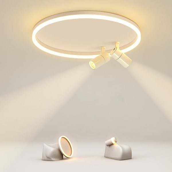 16'' Round Dimmable Adjustable Flush Mount Light with 2 Spotlights Track Lights - Image 2