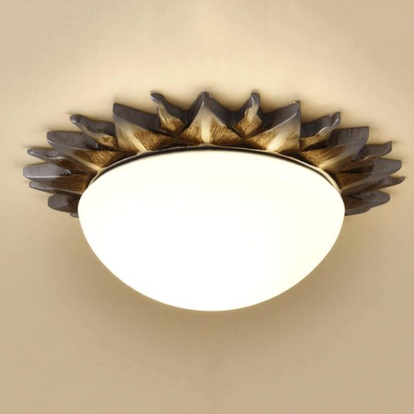 Vintage Glass Sun Bowl Shaped 1/3-Light Flush Mount Ceiling Light - Image 16