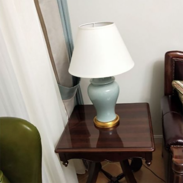 Traditional Chinese Fabric Shade Ceramic Vase Base 1-Light Table Lamp For Study - Image 7
