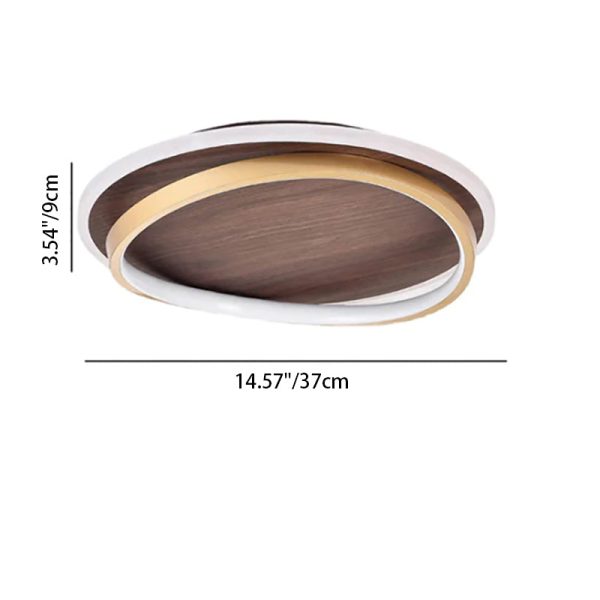 Nordic Minimalist Circular Walnut Grain LED Flush Mount Ceiling Light - Image 6