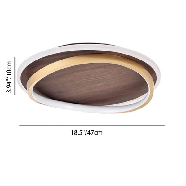 Nordic Minimalist Circular Walnut Grain LED Flush Mount Ceiling Light - Image 8