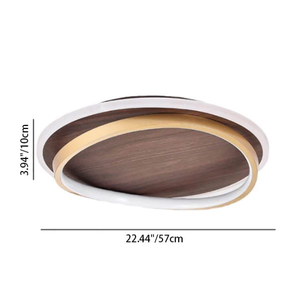 Nordic Minimalist Circular Walnut Grain LED Flush Mount Ceiling Light - Image 7