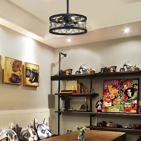 Retro Three Step Dimming LED Mute Bladeless Ceiling Fans with Remote - Image 2