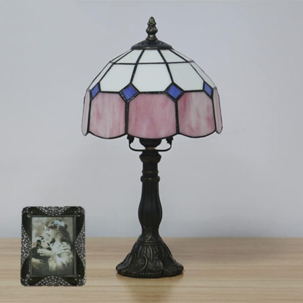 Vintage Tiffany Mediterranean Stained Glass 1-Light Table Lamp - Image 16