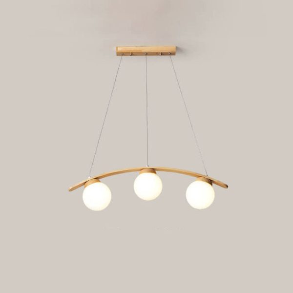 Japanese Harajuku Arc Wood Frame Glass Ball 3-Light Island Light Chandelier - Image 10