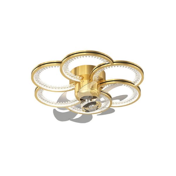 Modern Luxury Flower Petal Design LED Flush Mount Ceiling Fan Light - Image 8