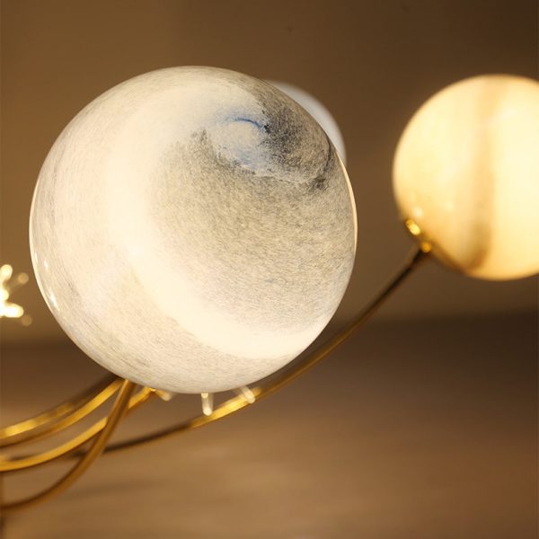 Contemporary Creative Starry Sky Moon Iron Glass 13-Light Semi-Flush Mount Ceiling Light For Bedroom - Image 6