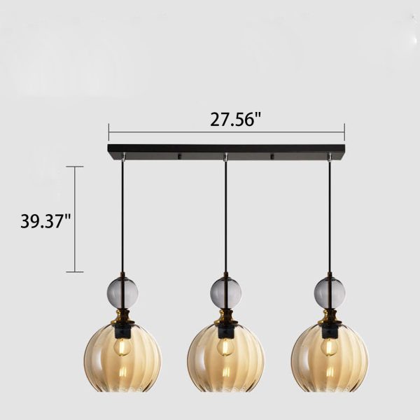 Danish Creative Stripes Glass Round 1/3 Light Chandelier - Image 3