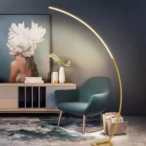 Minimalist Curved Line LED Aluminum Standing Floor Lamp - Image 3