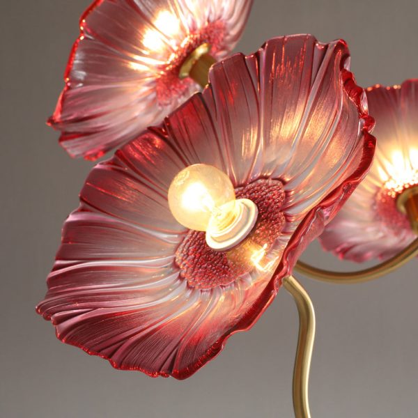 Modern Art Deco Gold Finish Frame Lotus Leaf Glass Shade 3/6-Light Chandelier For Living Room - Image 13