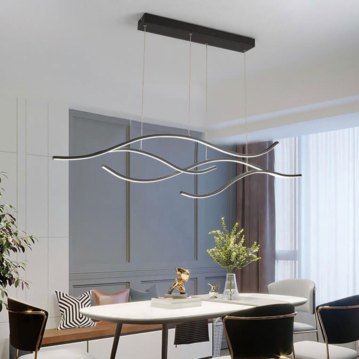 Nordic Creative Long Line Island Light LED Art Chandelier - Image 1