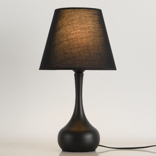Nordic Vintage Pure Black White Iron Fabric 1-Light Table Lamp - Image 6