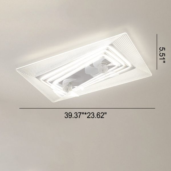 Modern Light Luxury Geometric Line Design LED Flush Mount Ceiling Fan Light - Image 12