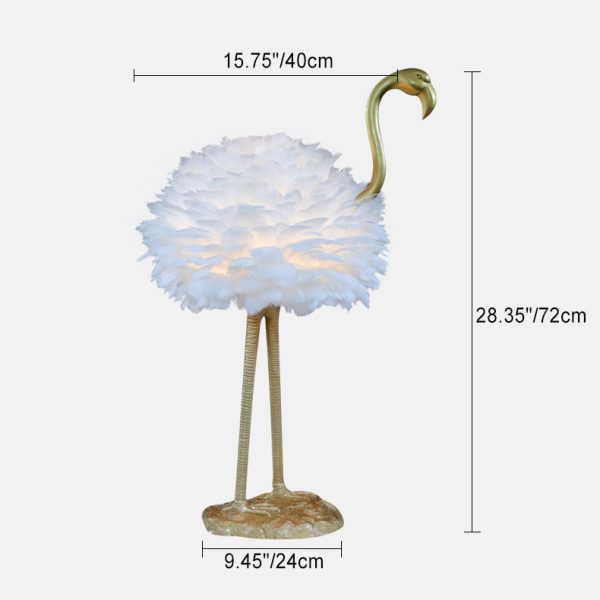 Contemporary Nordic Goose Feather Metal Flamingo Ball 1-Light Table Lamp For Bedside - Image 7