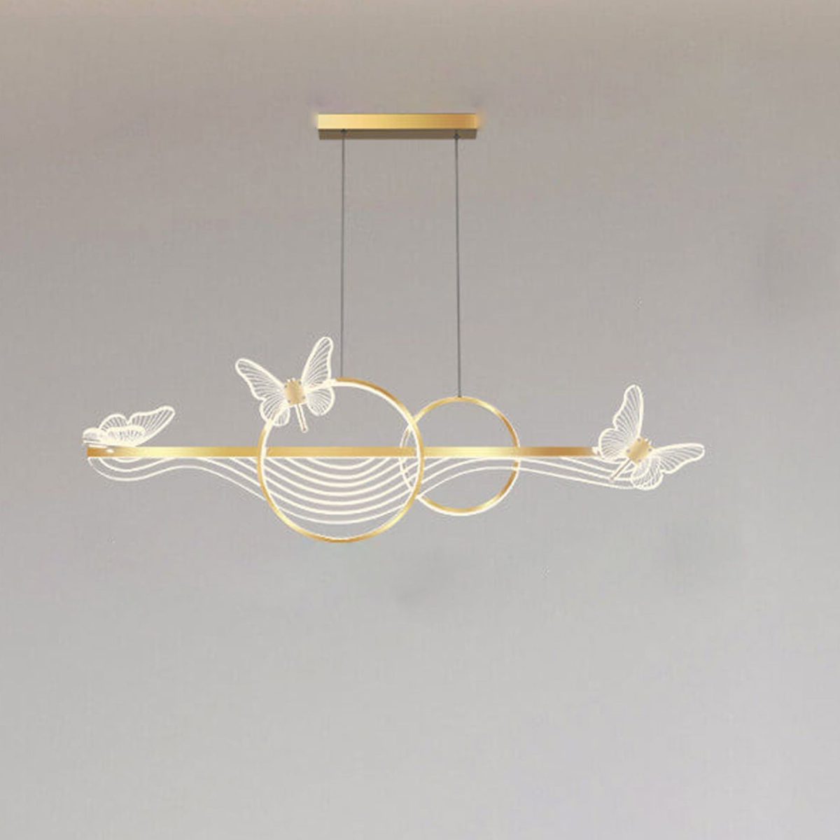 Nordic Light Luxury Butterfly Round Linear Island Light LED Chandelier - Image 7