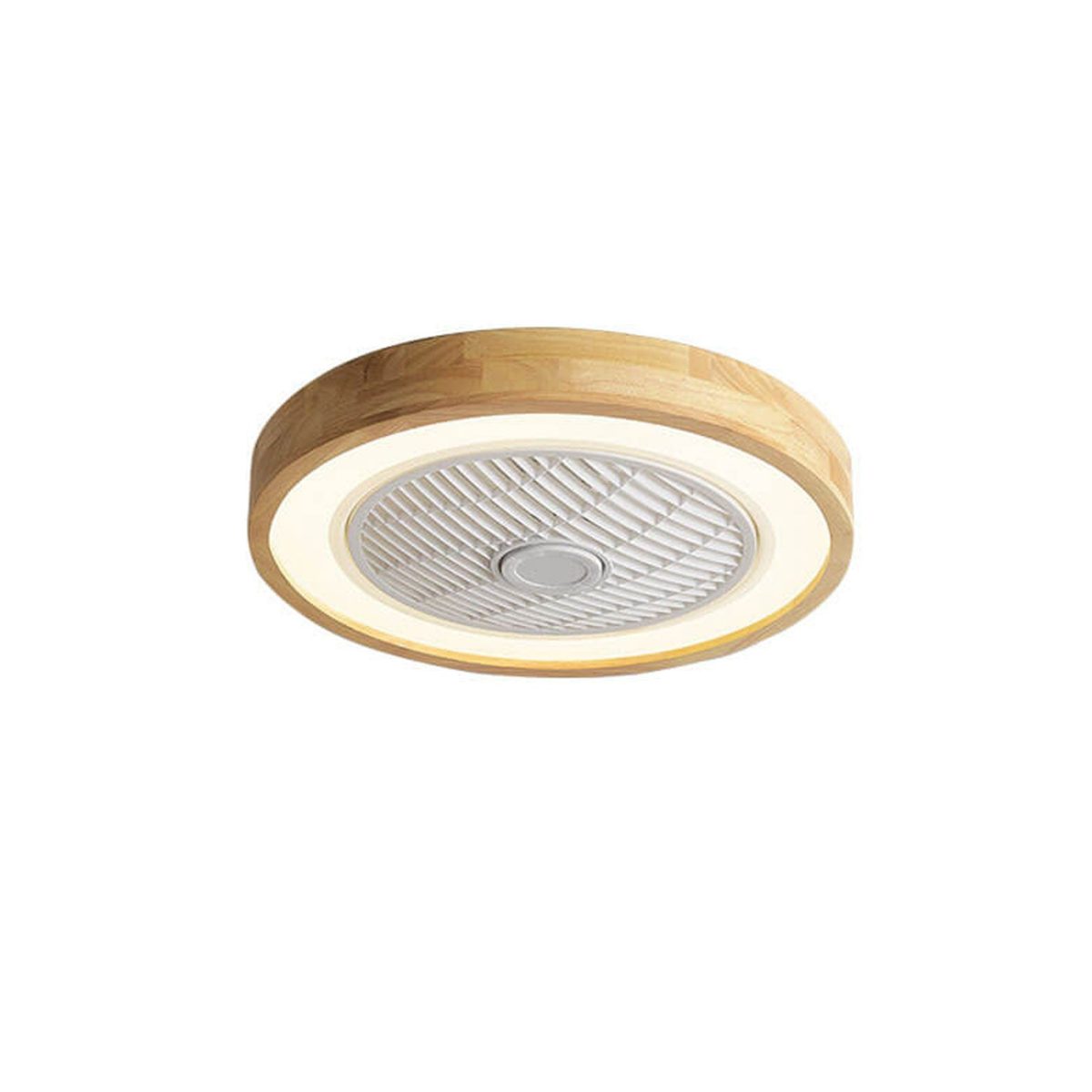 Modern Minimalist Wood Geometric LED Flush Mount Ceiling Fan Light - Image 11
