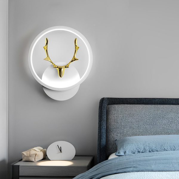 Round Square Creative Antlers Design LED Modern Wall Lamp Bedside Light - Image 2