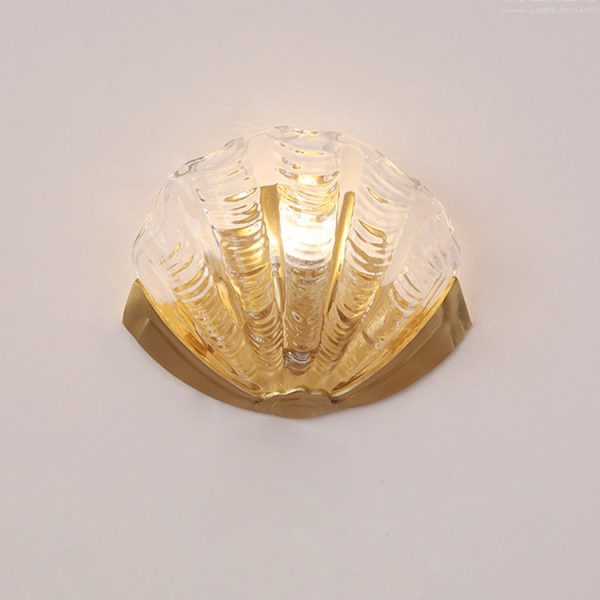 Modern Art Deco Shell Brass Glass 1-Light Wall Sconce Lamp For Living Room - Image 30