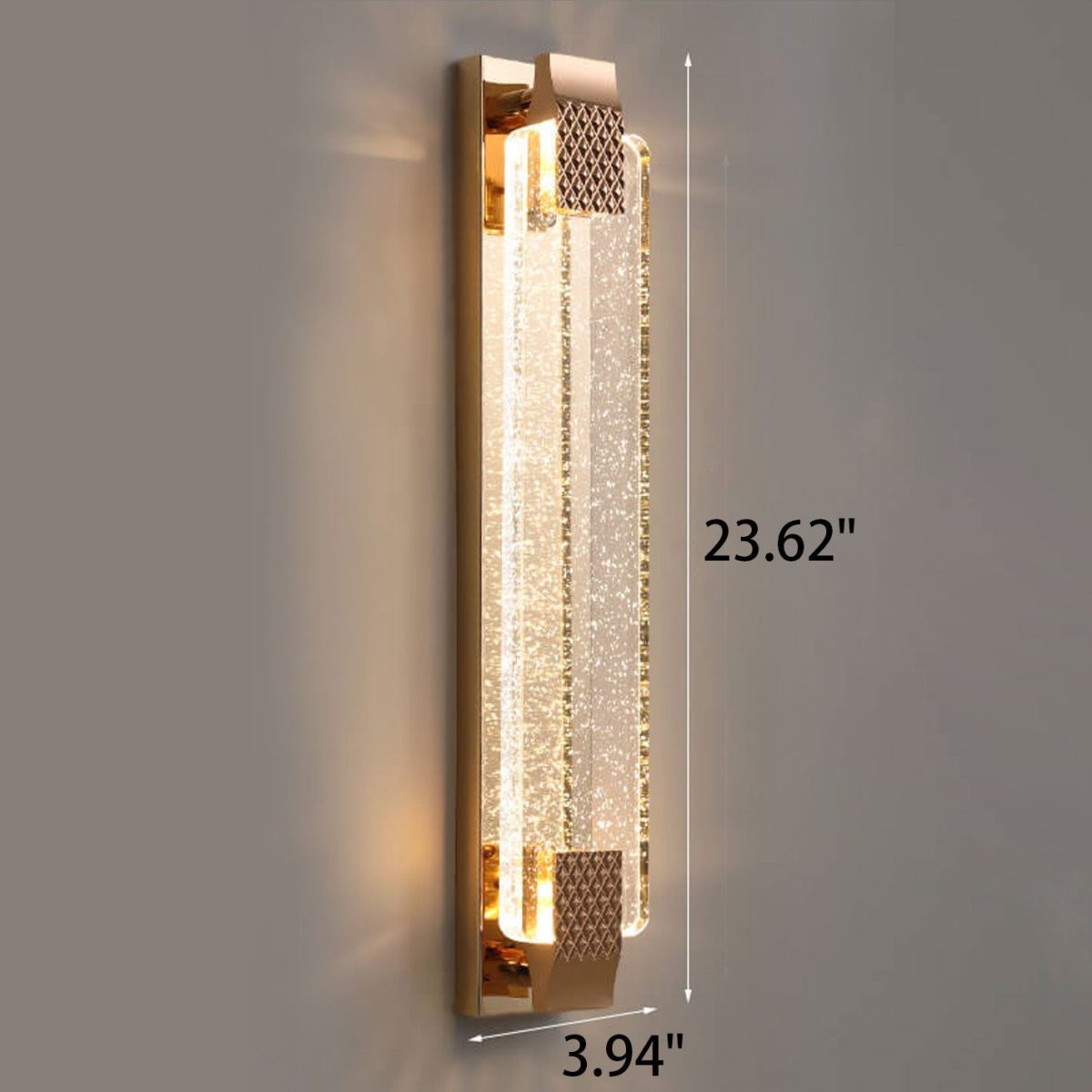 European Light Luxury Rectangular Bubble Crystal LED Wall Sconce Lamp - Image 6