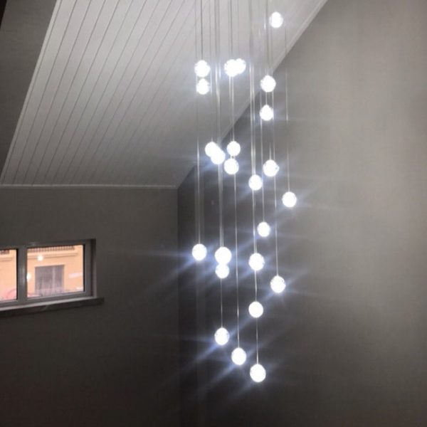 Modern Luxury Staircase Crystal Orb Ball Shade LED Loft Chandelier - Image 36