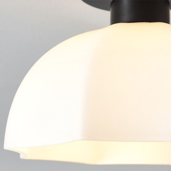 Scandinavian Modern Minimalist Iron Glass Ceramic Flower Diamond 1-Light Semi-Flush Mount Ceiling Light - Image 11