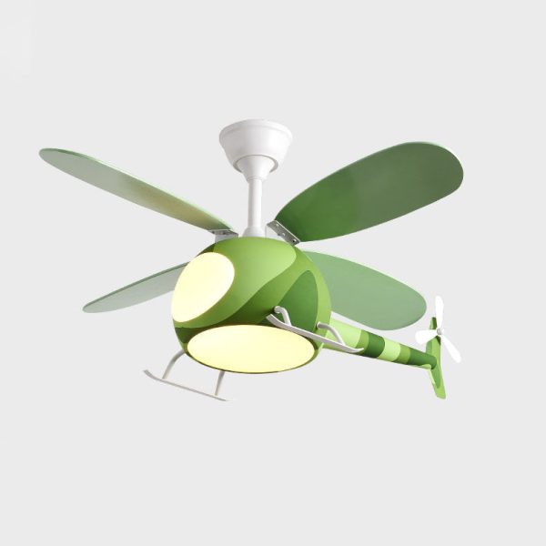 Contemporary Creative Iron Cartoon Planes LED Downrods Ceiling Fan Light for Bedroom - Image 10