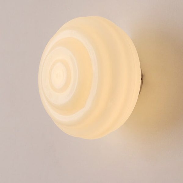 Nordic Cream Wave Round Glass Lampshade 1-Light Wall Sconce Lamp - Image 11