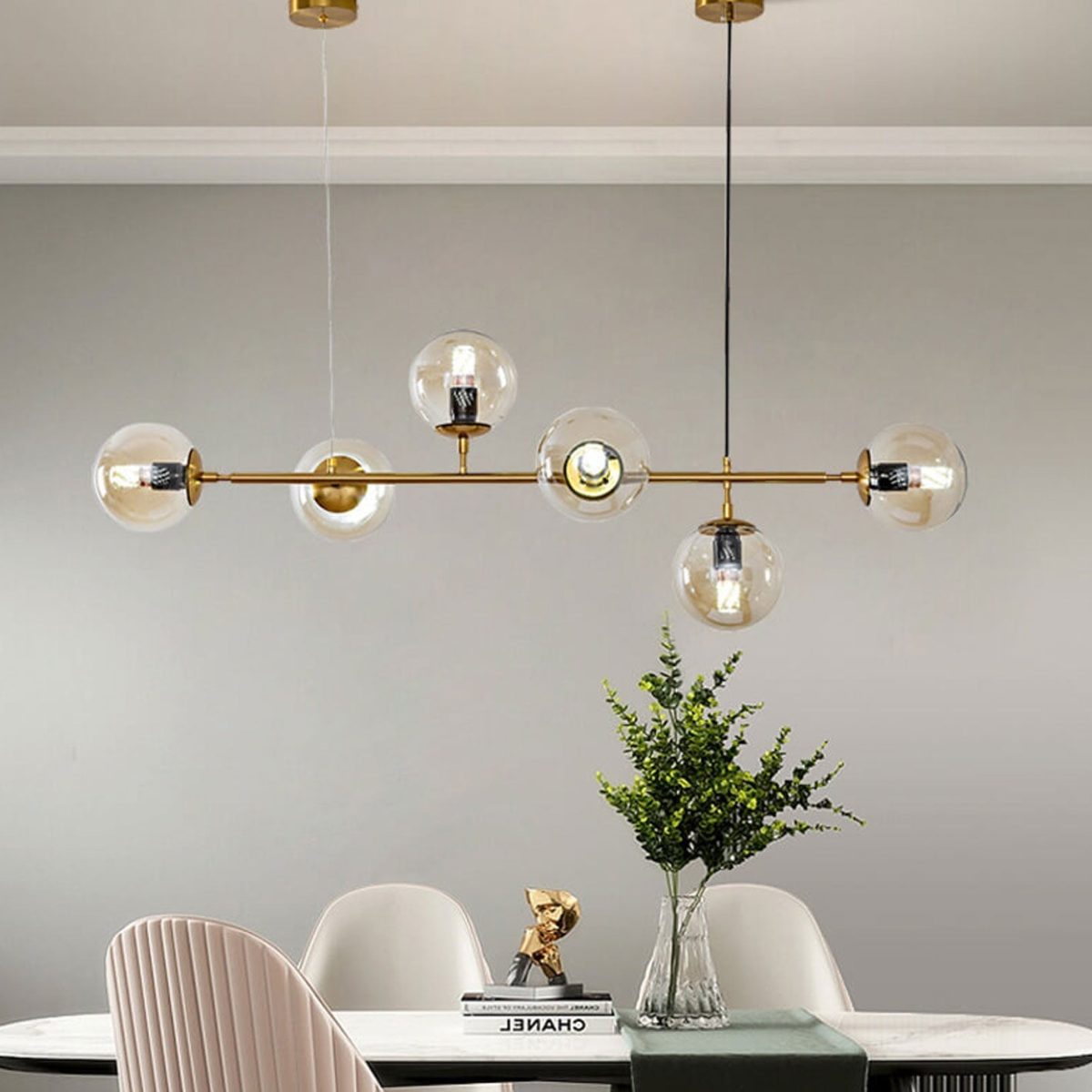 Modern Minimalist Long Glass Round Globe Island Light 6-Light Chandelier - Image 22