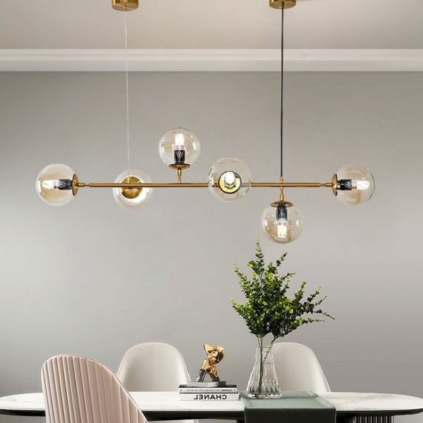 Modern Minimalist Long Glass Round Globe Island Light 6-Light Chandelier - Image 22