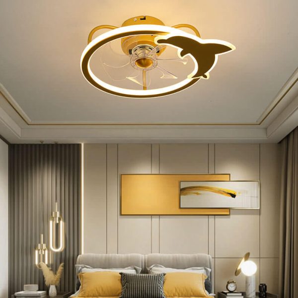 Childlike Star/Dolphin Design Quiet LED Flush Mount Fan Light - Image 22