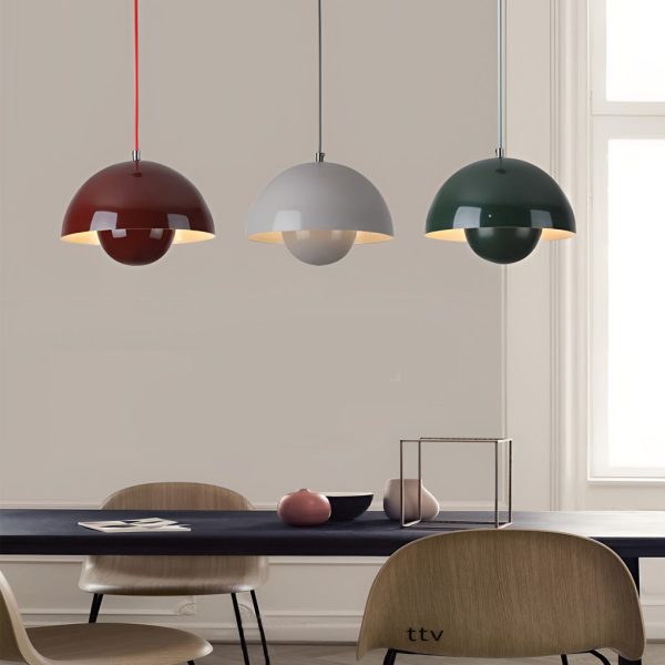 1-Light Metal Mushroom Nordic Flowerpot Pendant Light - Image 2