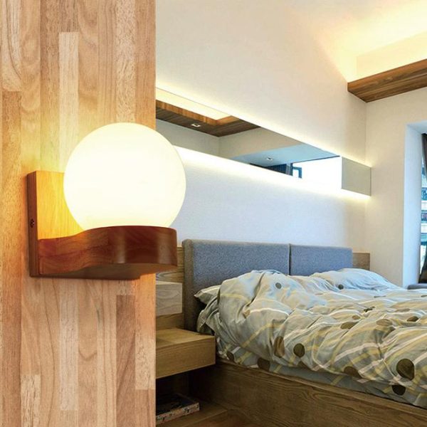 Nordic Modern Solid Wood Ball 1/2 Lights Wall Sconce Lamp - Image 5