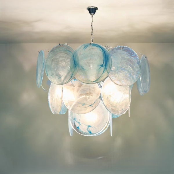 Traditional French Flower Shaped Iron Glass 5/9/12 Light Chandelier For Living Room