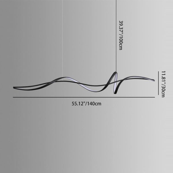 Modern Minimalist Wave Strip Line Iron Aluminium Silica LED Chandeliers Island Light For Dining Room - Image 6