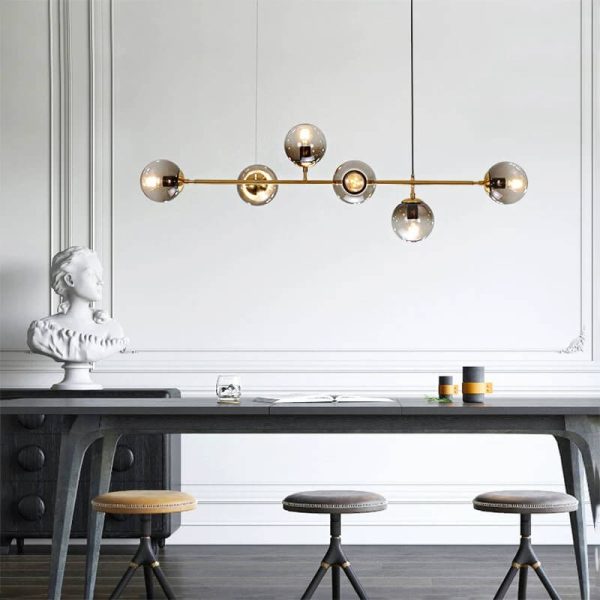 Nordic Minimalist Colorful Orb Hardware Glass 6-Light Island Light Chandelier - Image 5