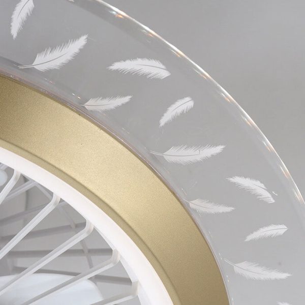 Modern RGB Acrylic Round LED Seme-Flush Mount Ceiling Fan Light - Image 12