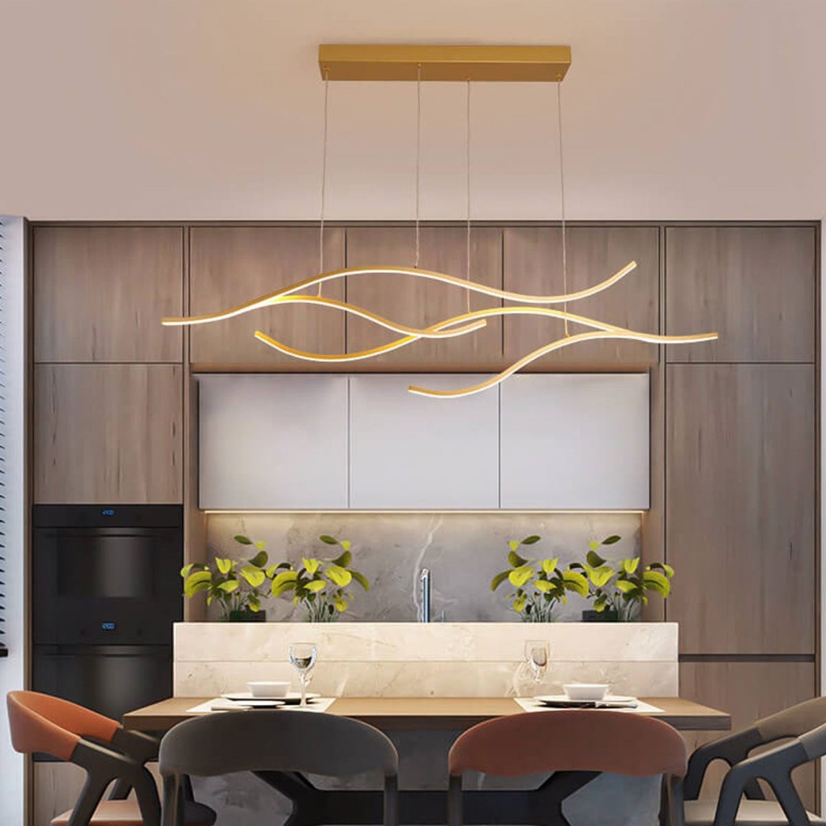 Nordic Creative Long Line Island Light LED Art Chandelier - Image 15