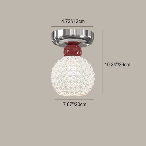 Modern Cream Round Lace Iron Ceramic 1-Light Semi-Flush Mount Ceiling Light - Image 8