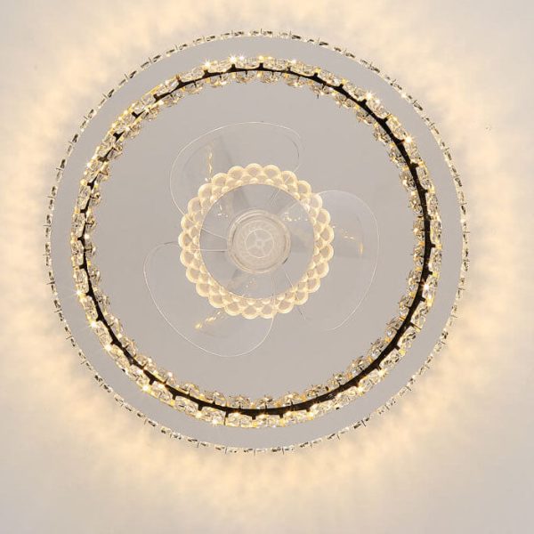 Modern Luxury Crystal Stainless Steel LED Flush Mount Ceiling Fan Light - Image 21