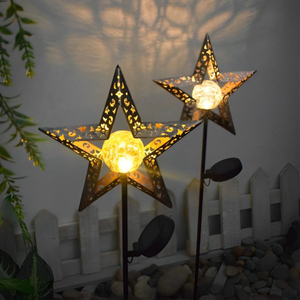 Mystical Moon & Sun Flame Iron Hollow Projector Solar Garden Light - Image 8