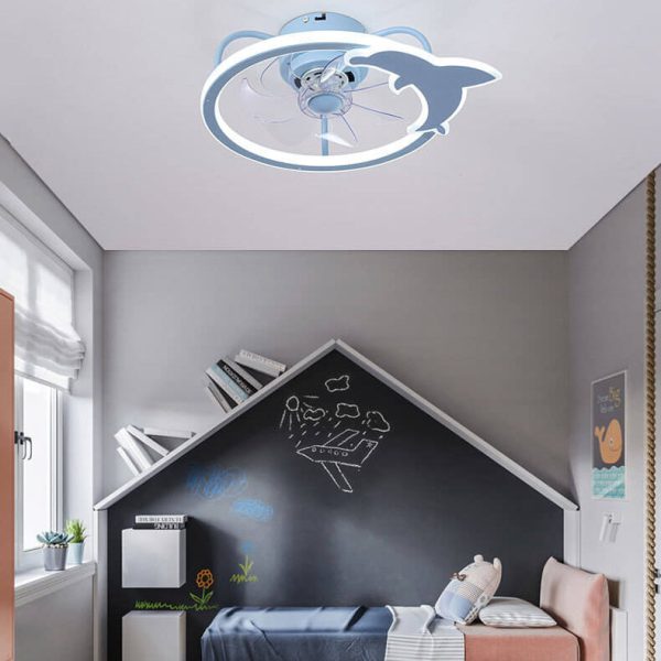 Childlike Star/Dolphin Design Quiet LED Flush Mount Fan Light - Image 21