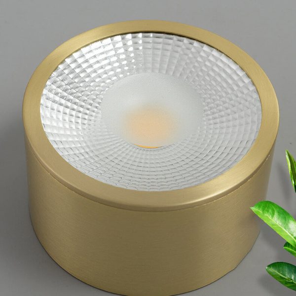 Modern Cylindrical Brass LED Spotlight Flush Mount Ceiling Light - Image 6