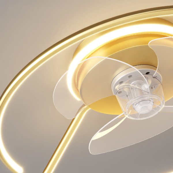 Minimalist Light Luxury Round Ring LED Invisible Flush Mount Ceiling Fan Light - Image 11