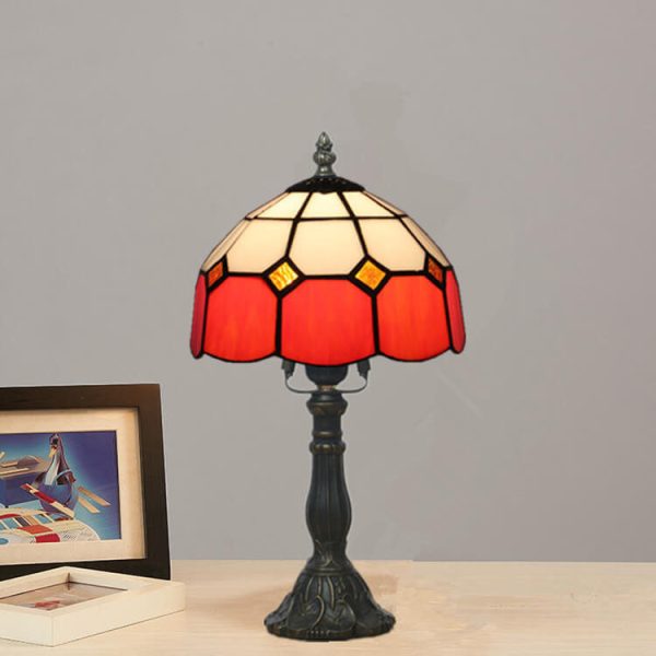 Vintage Tiffany Mediterranean Stained Glass 1-Light Table Lamp - Image 17