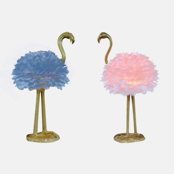 Contemporary Nordic Goose Feather Metal Flamingo Ball 1-Light Table Lamp For Bedside - Image 32