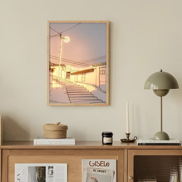 Wood Frame Ins Touch Control Dimmable LED Sunshine Painting Night Light - Image 8