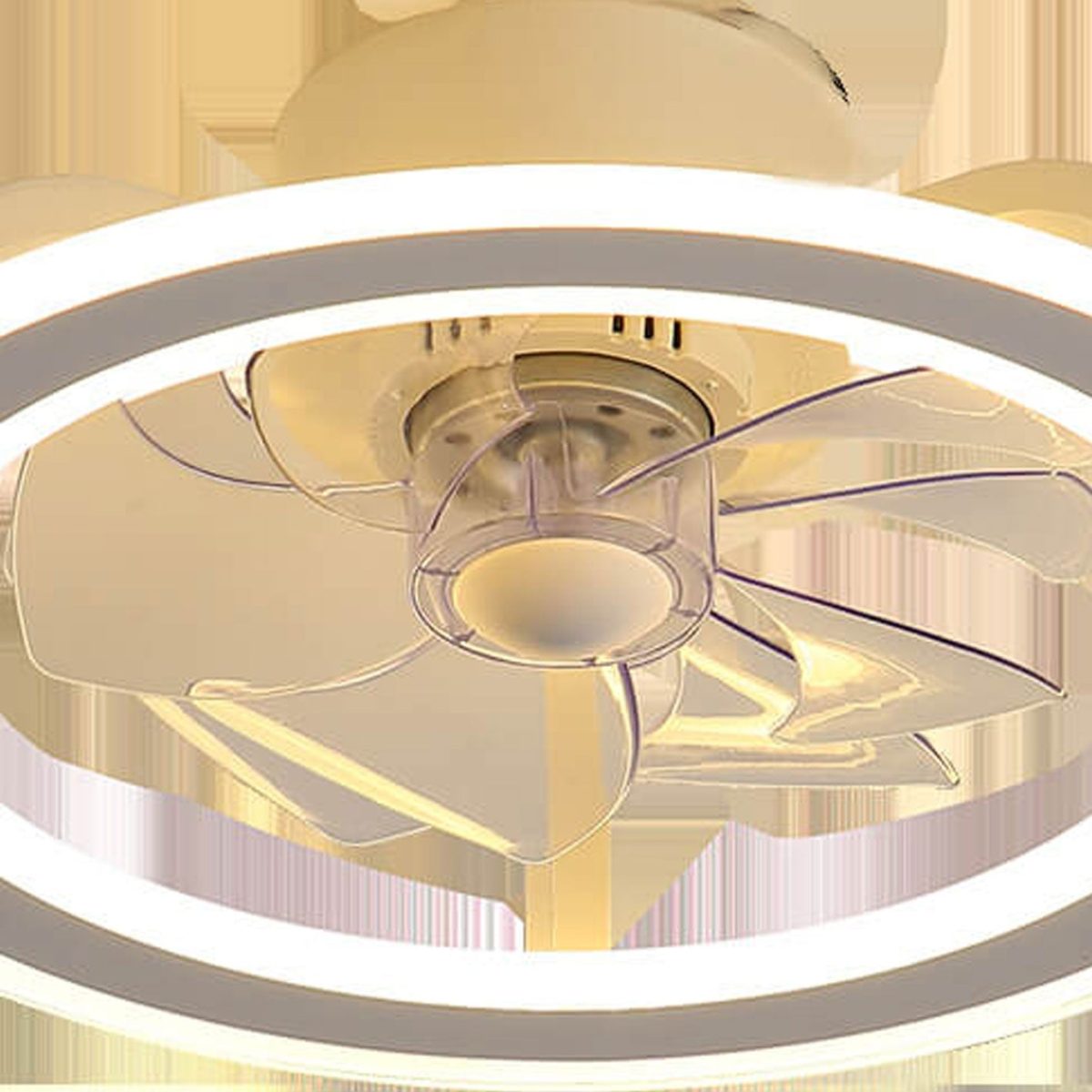 Nordic Creative Round LED Semi-Flush Mount Ceiling Fan Light - Image 7