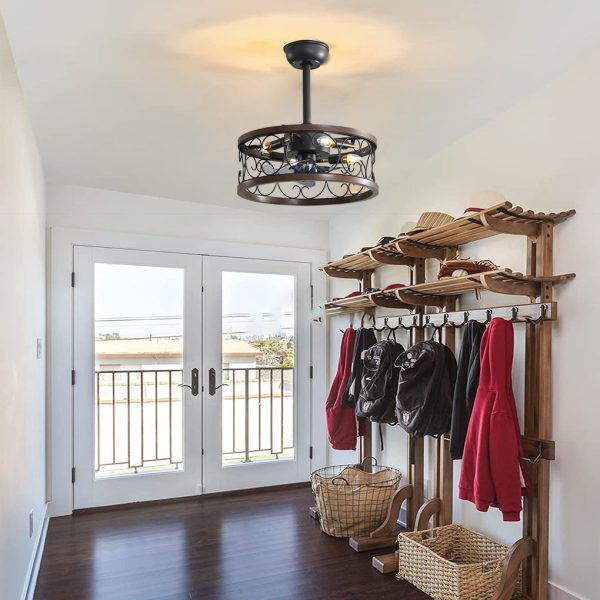 Retro Three Step Dimming LED Mute Bladeless Ceiling Fans with Remote - Image 3